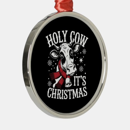 聖牛それがクリスマス牛おもしろい恋人ファーム メタルオーナメント (右)