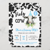 聖牛のプリント最初の誕生日招待状 招待状 (正面/裏面)
