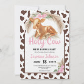 聖牛の国素朴フローラ子牛の赤ちゃんシャワー 招待状 (正面)