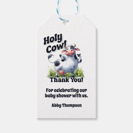 聖牛の赤ちゃんシャワーありがとう ギフトタグ (正面)