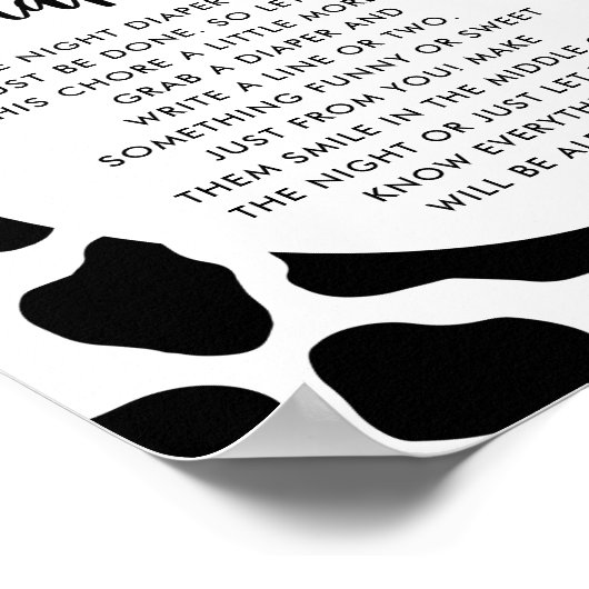 聖牛の赤ちゃんシャワー深夜おむつサイン ポスター (角)