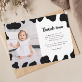 聖牛をテーマにした最初の誕生日パーティーの写真 サンキューカード