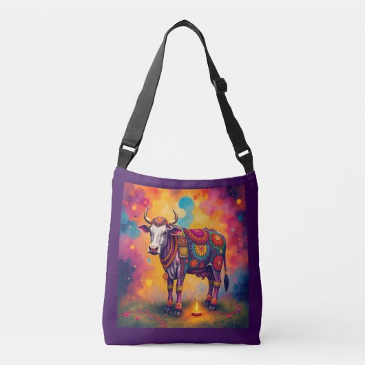聖牛カラフルのフェスティバル変装 クロスボディバッグ (正面)