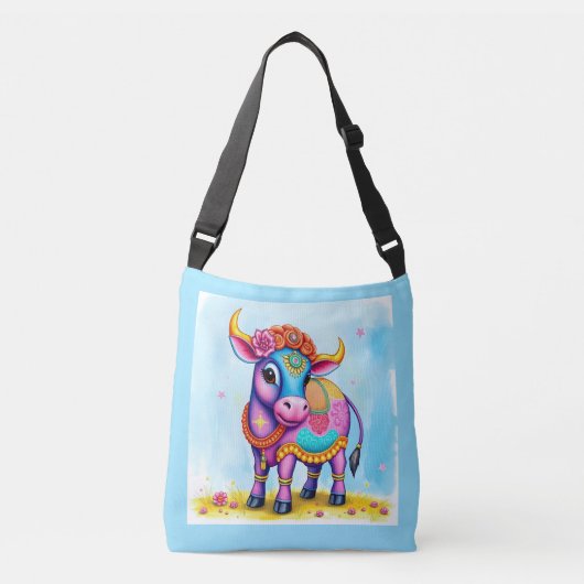 聖牛カラフルのフェスティバル変装 クロスボディバッグ (正面)