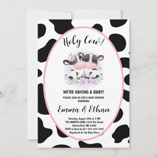 聖牛ジェンダーが赤ちゃんのシャワーを明らかにする招待状 招待状 (正面)