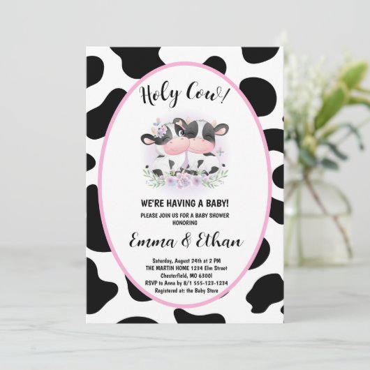 聖牛ジェンダーが赤ちゃんのシャワーを明らかにする招待状 招待状 (スタンド正面)