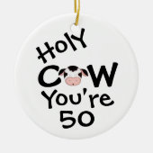 聖牛パーソナライズされた50番誕生日ハーマー セラミックオーナメント (正面)