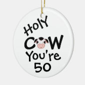 聖牛パーソナライズされた50番誕生日ハーマー セラミックオーナメント (左)