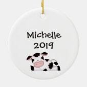 聖牛パーソナライズされた50番誕生日ハーマー セラミックオーナメント (裏面)