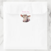 聖牛ピンクありがとうステッカー ラウンドシール (バッグ)