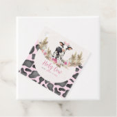 聖牛ピンクの牛のプリントの赤ちゃんシャワー フェイバータグ (インサイチュ)