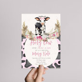 聖牛ピンクの牛のプリントの赤ちゃんシャワー 招待状