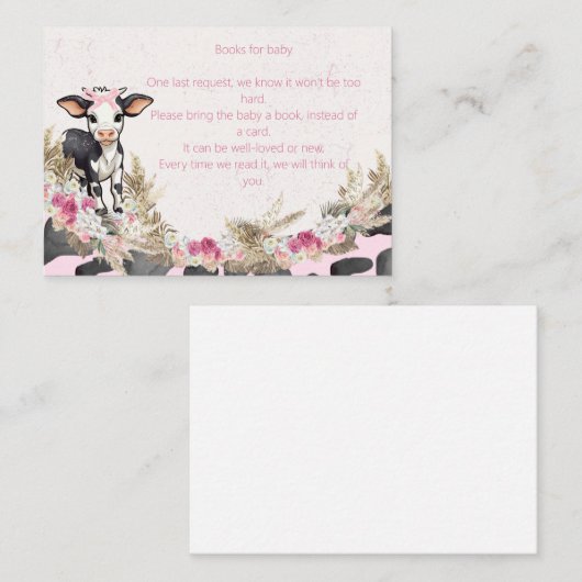 聖牛ピンクの牛のプリント赤ちゃんシャワー本ベビー エンクロージャーカード (正面/裏面)