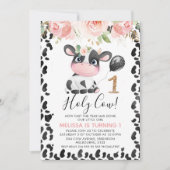 聖牛ピンクフローラ金ゴールド1歳の誕生日 招待状 (正面)
