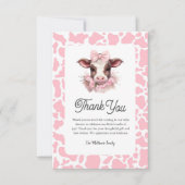 聖牛ピンク赤ちゃんシャワーサンキューカード サンキューカード (正面)