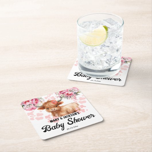 聖牛フローラ赤ちゃんシャワー スクエアペーパーコースター (インサイチュ)