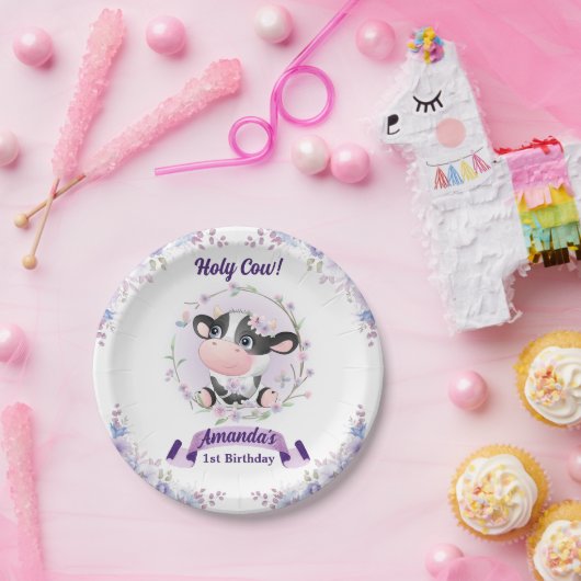 聖牛フローラ1歳の誕生日パーティー ペーパープレート (パーティー)