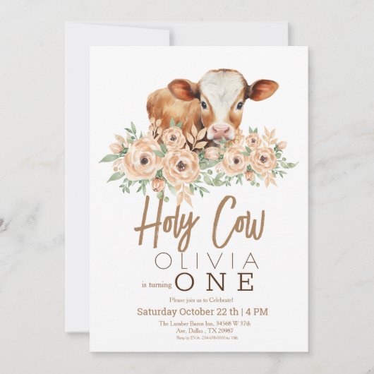 聖牛フローラ1歳の誕生日パーティー 招待状 (正面)