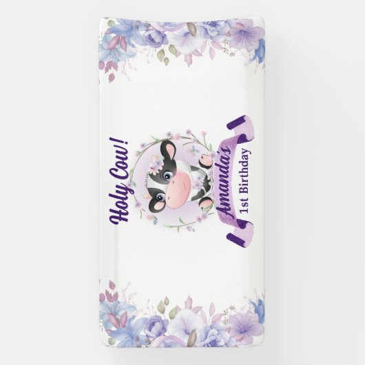 聖牛フローラ1歳の誕生日パーティー 横断幕 (縦)