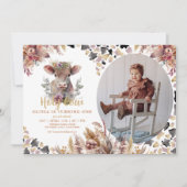 聖牛フローラ1歳の誕生日フォト招待状 招待状 (正面)