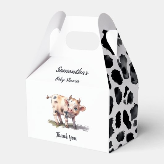 聖牛ベビー牛農場動物ベビーシャワー フェイバーボックス (正面サイド)