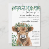 聖牛ユーカリプトゥスハイランドカーフベビーシャワー 招待状 (正面)