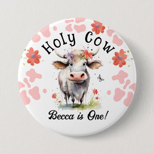 聖牛一歳の誕生日ガール 缶バッジ (正面)