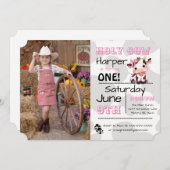 聖牛写真の国の誕生日パーティーへの招待 招待状 (正面/裏面)