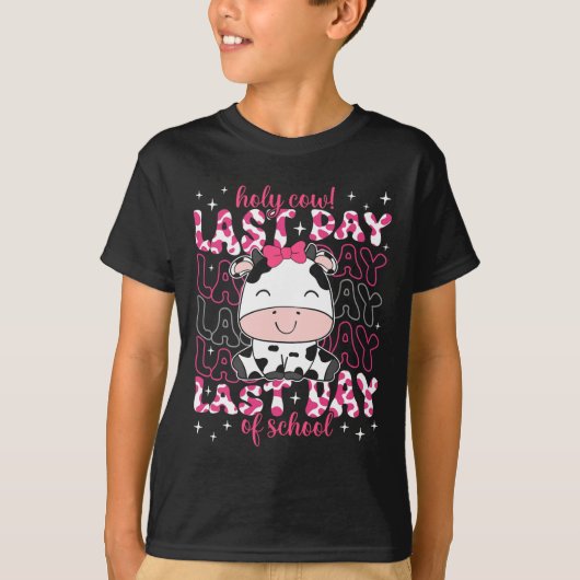 聖牛学校の最終日先生少年少女の子供 Tシャツ (正面)