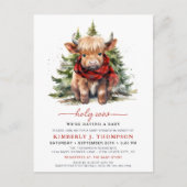 聖牛居心地の良いハイランドカーフウィンターベイビーシャワー ポストカード (正面)