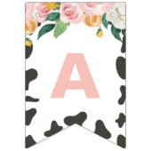 聖牛最初の誕生日ピンクフローラ牛プリント バンティングフラッグ (第3の旗)