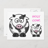 聖牛漫画ピンクの鼻おもしろい牛 ポストカード (正面/裏面)