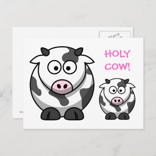 聖牛漫画ピンクの鼻おもしろい牛 ポストカード (正面/裏面)