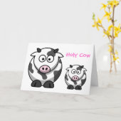 聖牛漫画ピンクの鼻牛おもしろい動物 カード (黄色い花)