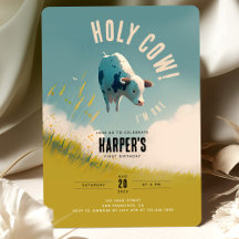 聖牛私は1つの可愛い1歳の誕生日招待状