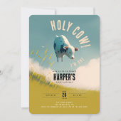 聖牛私は1つの可愛い1歳の誕生日招待状 招待状 (正面)