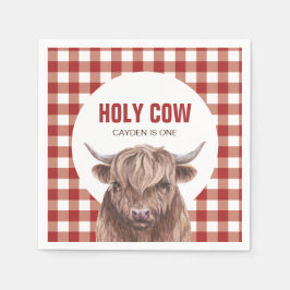 聖牛私は1ブラウンカウズプリント誕生日ナプキンス スタンダードカクテルナプキン