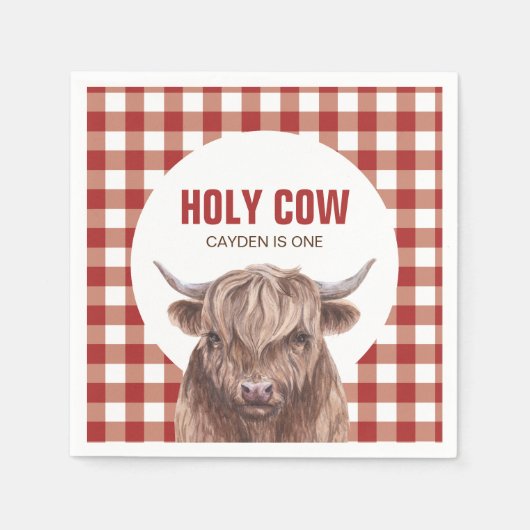 聖牛私は1ブラウンカウズプリント誕生日ナプキンス スタンダードカクテルナプキン (正面)