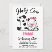 聖牛私は1女の子1歳のパーティー 招待状 (正面)