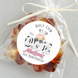 聖牛私は1女の子1歳の誕生日パーティー ラウンドシール