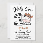 聖牛私は1男の子1歳のパーティの招待状 招待状 (正面)
