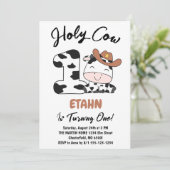 聖牛私は1男の子1歳のパーティの招待状 招待状 (スタンド正面)