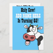 聖牛第65誕生日おもしろい漫画招待状 招待状 (正面/裏面)