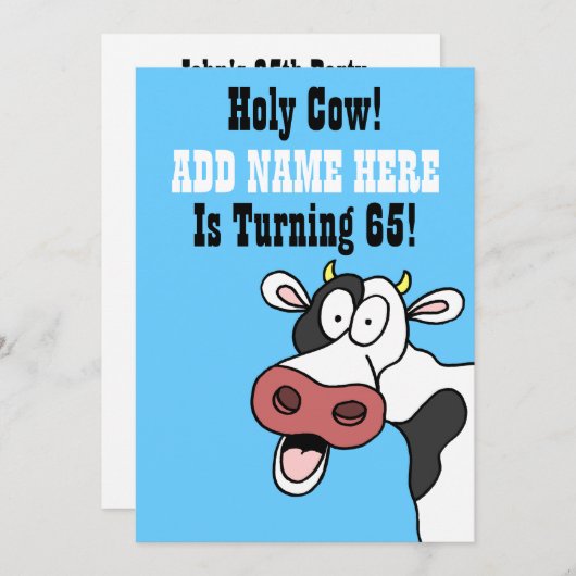 聖牛第65誕生日おもしろい漫画招待状 招待状 (正面/裏面)