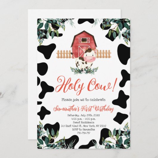 聖牛緑の最初の誕生日パーティー 招待状 (正面/裏面)