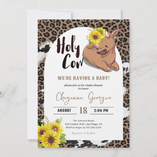 聖牛西ひまわり素朴の赤ちゃんシャワーInvi 招待状 (正面)