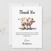 聖牛農場動物可愛いベビー牛の赤ちゃんシャワー サンキューカード (正面)