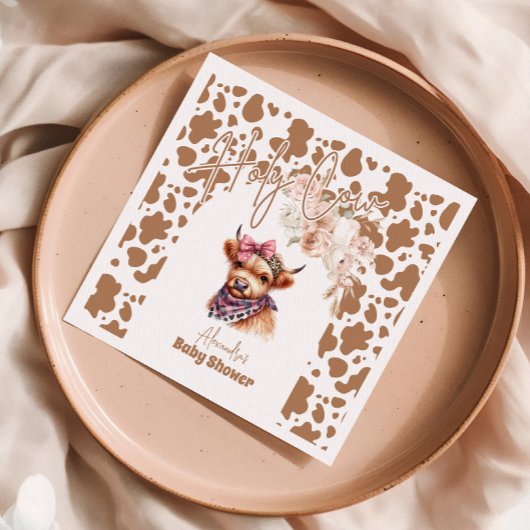 聖牛高地の牛の赤ちゃんシャワー スタンダードカクテルナプキン