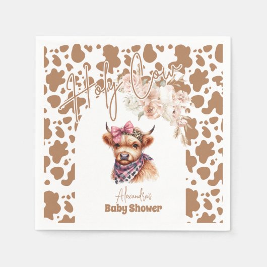 聖牛高地の牛の赤ちゃんシャワー スタンダードカクテルナプキン (正面)