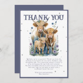 聖牛高地の牛の赤エレガントちゃんシャワー サンキューカード (正面/裏面)
